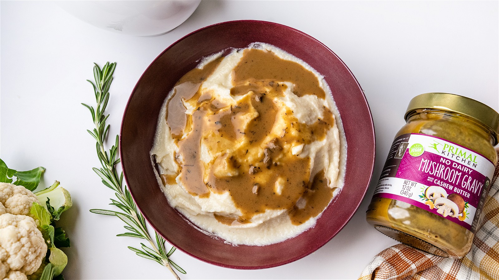 Image of Mashed Cauliflower with Vegan Mushroom Gravy