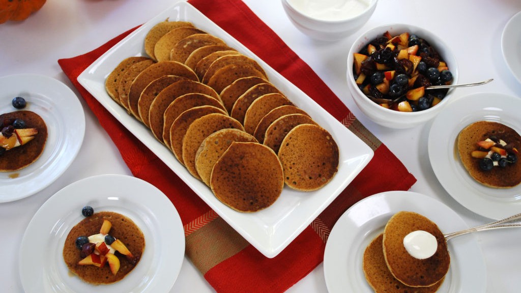 Image of Pumpkin and Buckwheat Blini with Fresh Fruit 'Caviar' Topping
