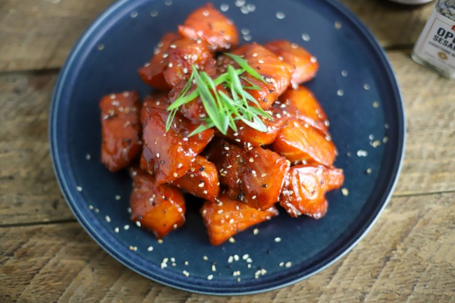 Teriyaki salmon burnt ends recipe