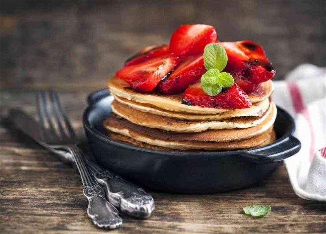 Image of Strawberry Balsamic Pancakes