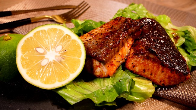 Image of Salmon with Balsamic BBQ Sauce in an Air fryer