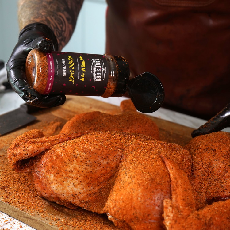 Image of Season the bird well on both sides, and place skin-side up onto your pre-heated grill. You can also place it in a pan if you want to catch the drippings!