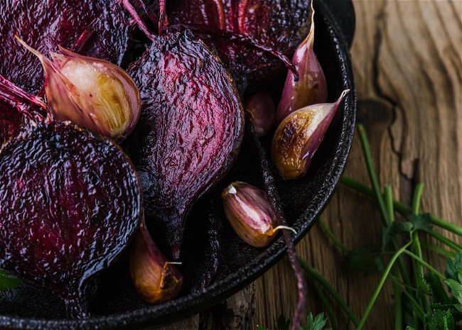 Image of Oven Roasted Garlic And Beetroot
