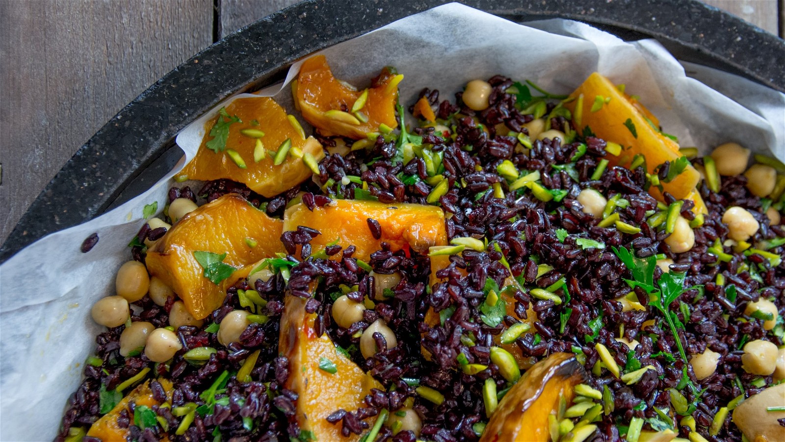 Image of Pumpkin, Pistachio and Black Rice Salad