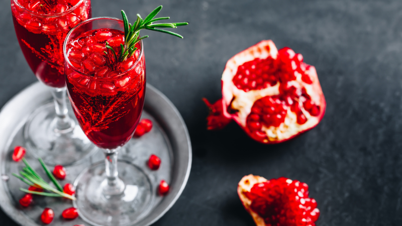 Image of Pear And Pomegranate Champagne Shrub