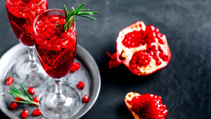 Image of Pear And Pomegranate Champagne Shrub