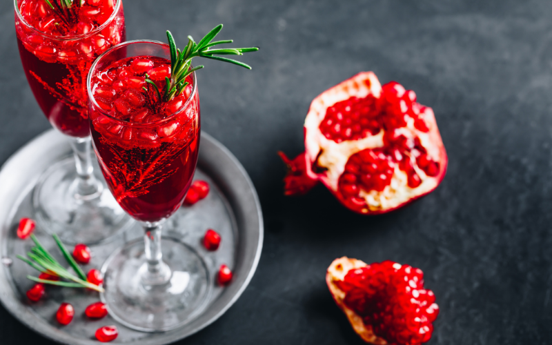 Pear And Pomegranate Champagne Shrub