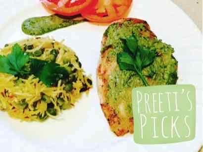 Image of Preeti's Organic Pesto Chicken with Saffron Pilaf