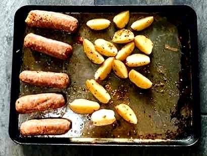 Image of When oven reaches 425°F, remove the sheet tray and drizzle...
