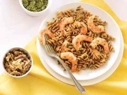 Image of Shrimp and Pasta with Walnut Pesto