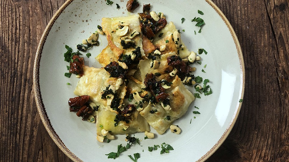 Image of gebratene Spinat-Ravioli