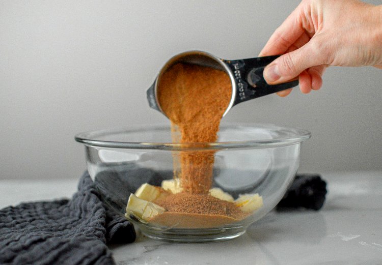 Image of Next, make your cinnamon streusel topping. To do this, combine...