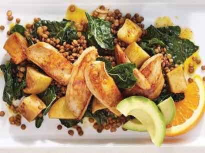 Image of Apple Chicken Over Spicy Lentils