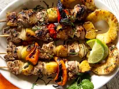 Image of Big Green Egg: Caribbean Chicken Thigh Kebabs