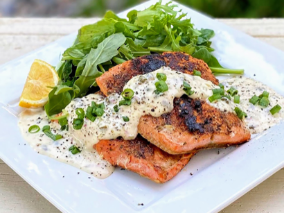 Image of Blackened Salmon with Lemon Caper Ailoi