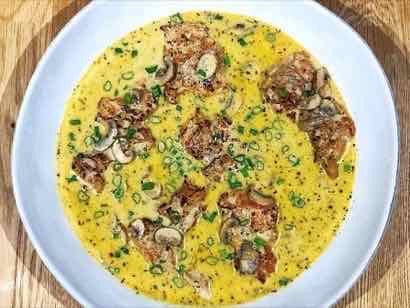 Image of Chicken Thighs in Garlic Mushroom Cream Sauce