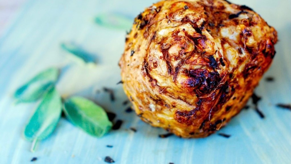 Image of Whole roasted celeriac with herbs, olive oil and sea salt