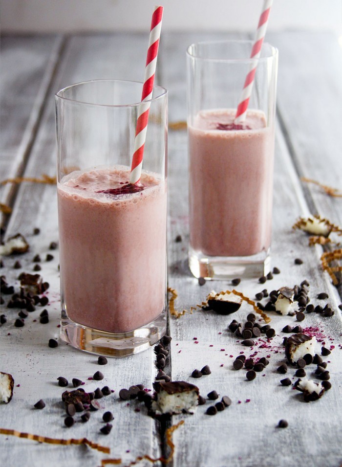 Chocolate Almond Coconut Strawberry Smoothie