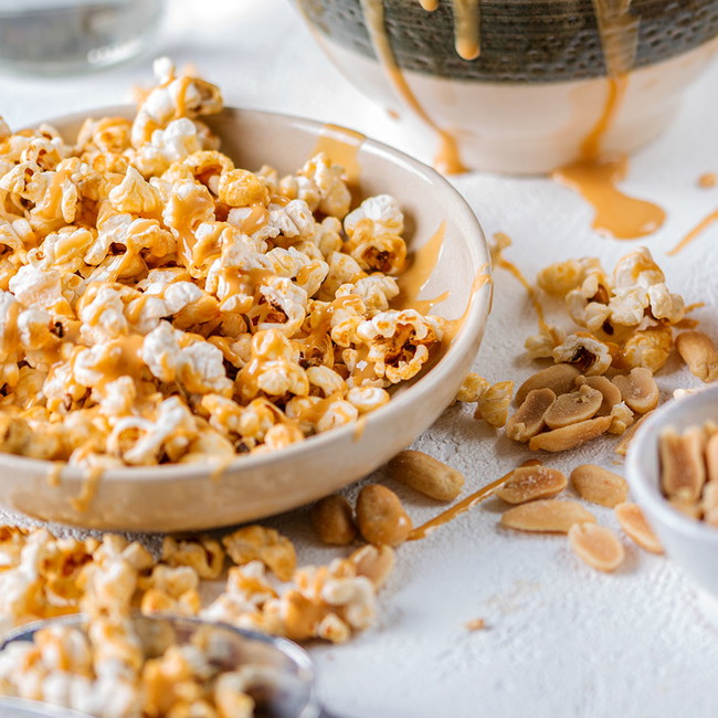 Salted Caramel Popcorn mit Erdnussmus Salted Caramel