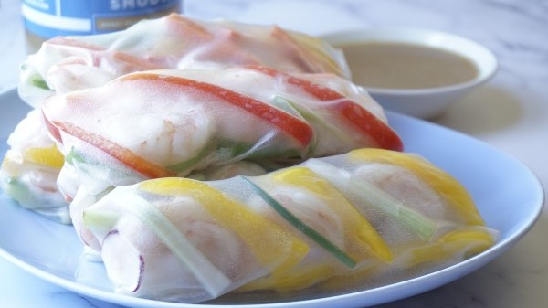 Image of Shrimp Spring Rolls with Peanut Sauce