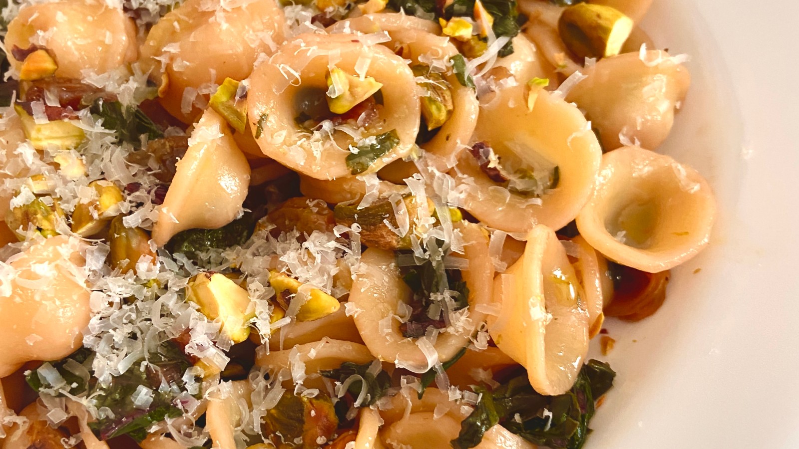 Image of Orecchiette with Swiss Chard, Raisins, and Pistachios