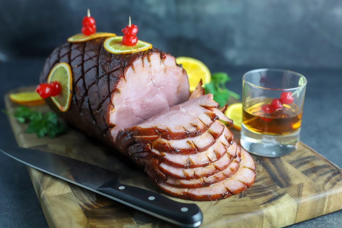 Cherry Bourbon Smoked Ham