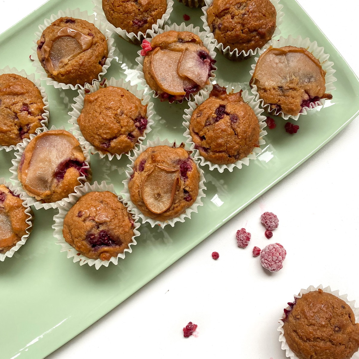 Pear, Parsnip & Raspberry Muffins