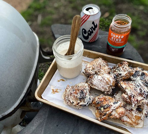 Image of Crispy Chicken Thighs with Alabama White Sauce