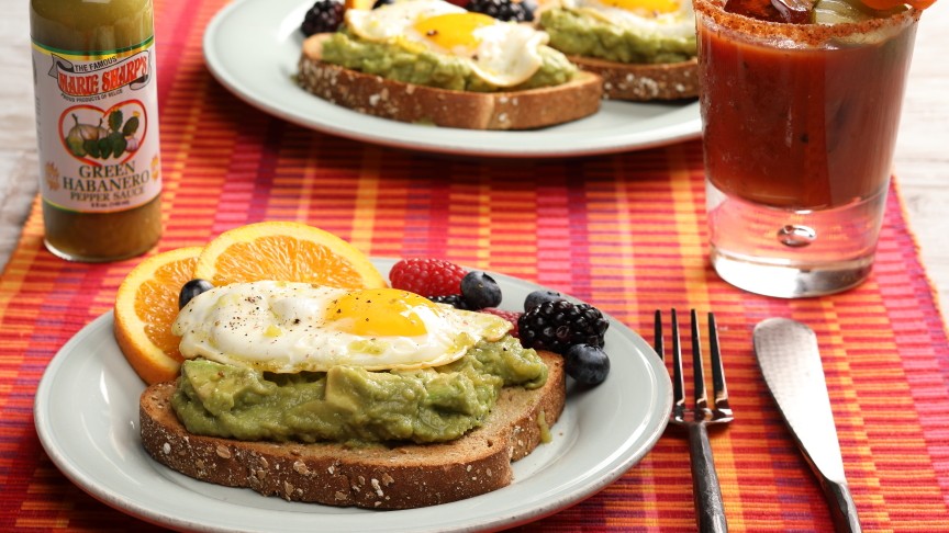 Image of Avocado Toast with Egg and Marie Sharp’s Green Cactus Habanero Pepper Sauce