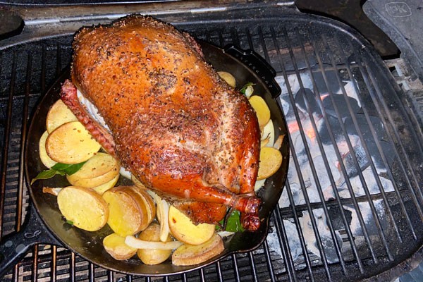 Image of Grill-Roasted Duck and Potatoes
