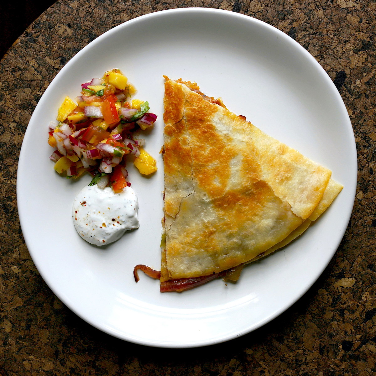 Chaat Masala Quesadilla with Mango Salsa
