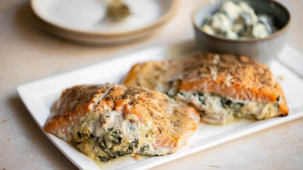 Image of Spinach & Artichoke Stuffed Salmon