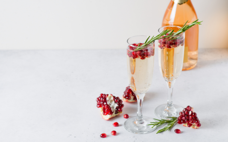 St. Germain and Pomegranate Champagne Cocktail