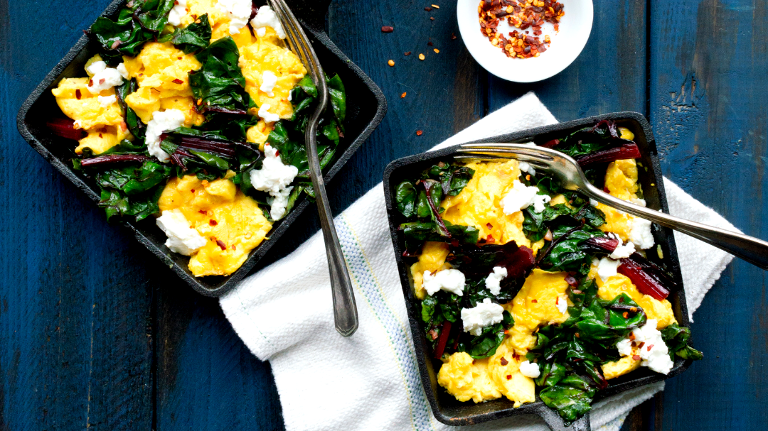 Image of Greens and Goat Cheese Scramble