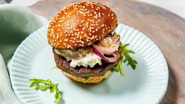 Image de Burger aux champignons avec tartinade de fromage de chèvre