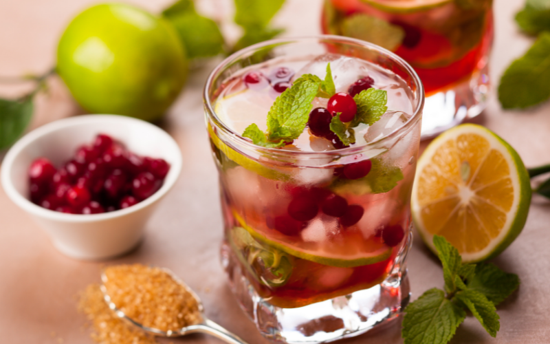 Holiday Cranberry Pomegranate Mojito