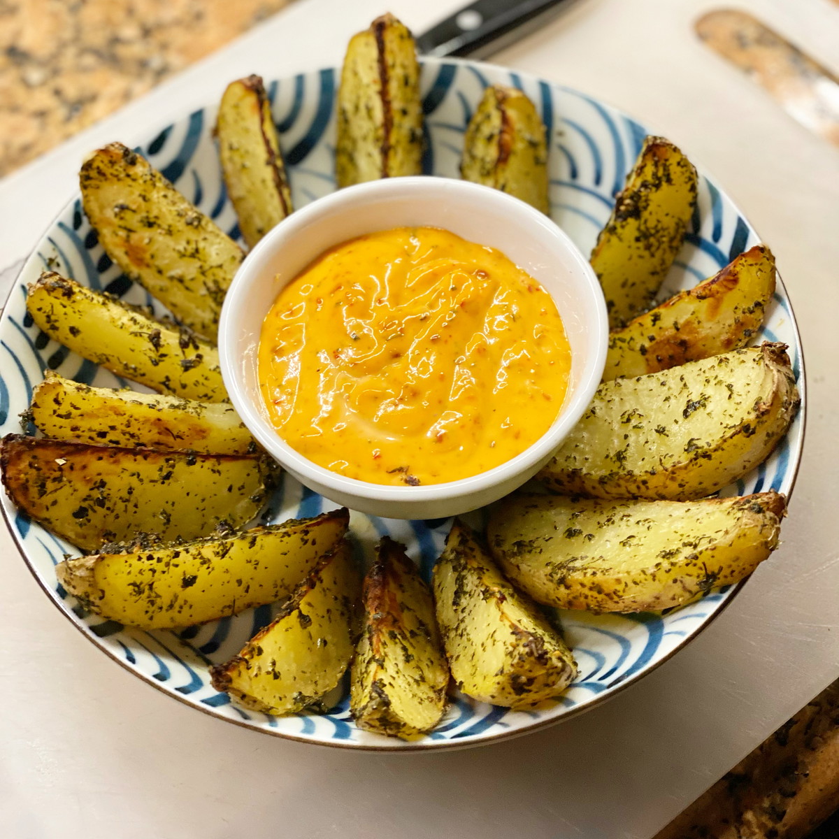 Shabazi Potato Wedges with Harissa Aioli