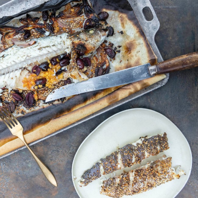 Image of Sesame-Roasted Fish With Olives and Preserved Lemon 