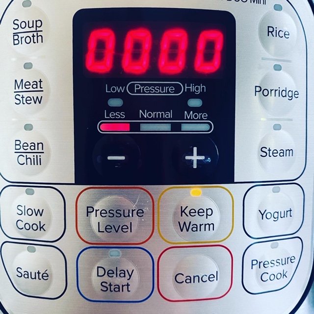 Image of Instant pot WITHOUT custom temperature setting: Select “Less” for “Keep...