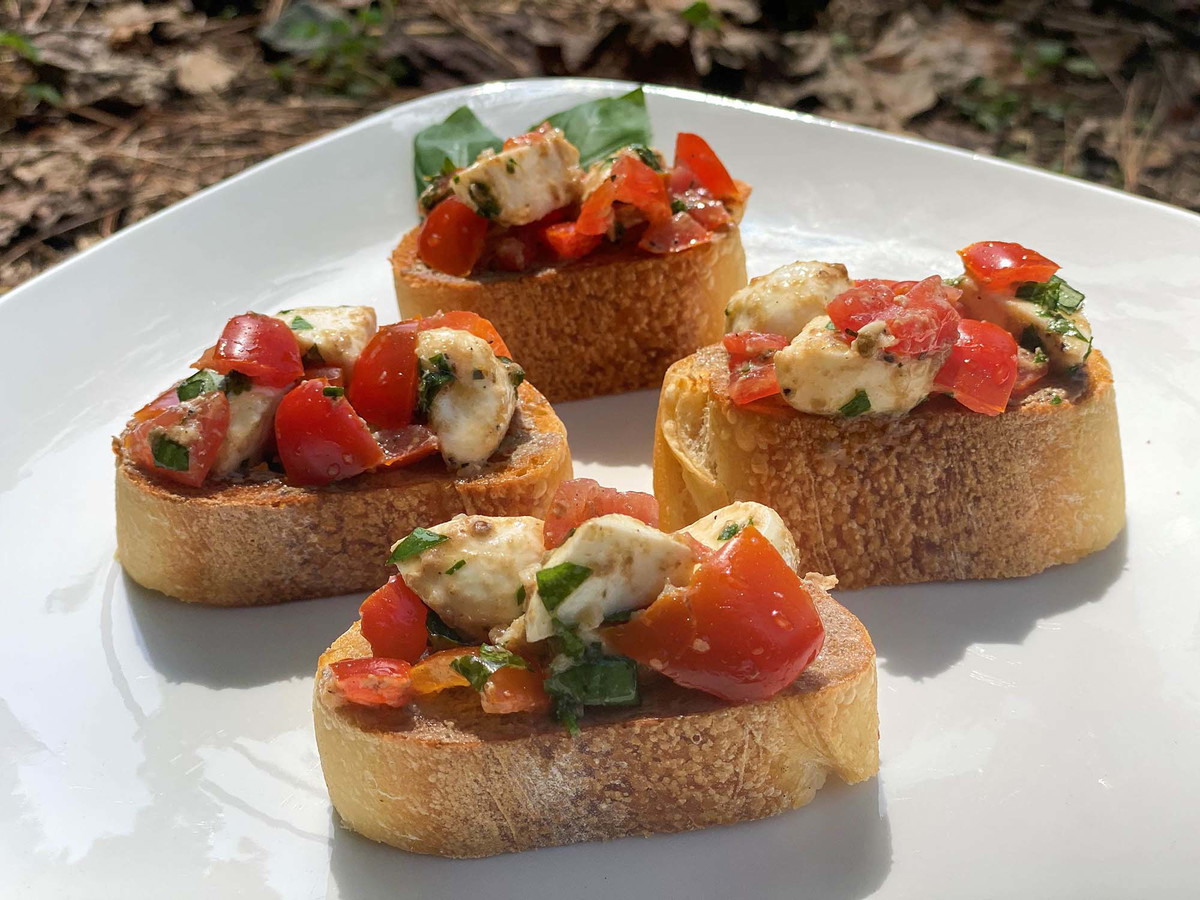White Truffle Caprese Bruschetta