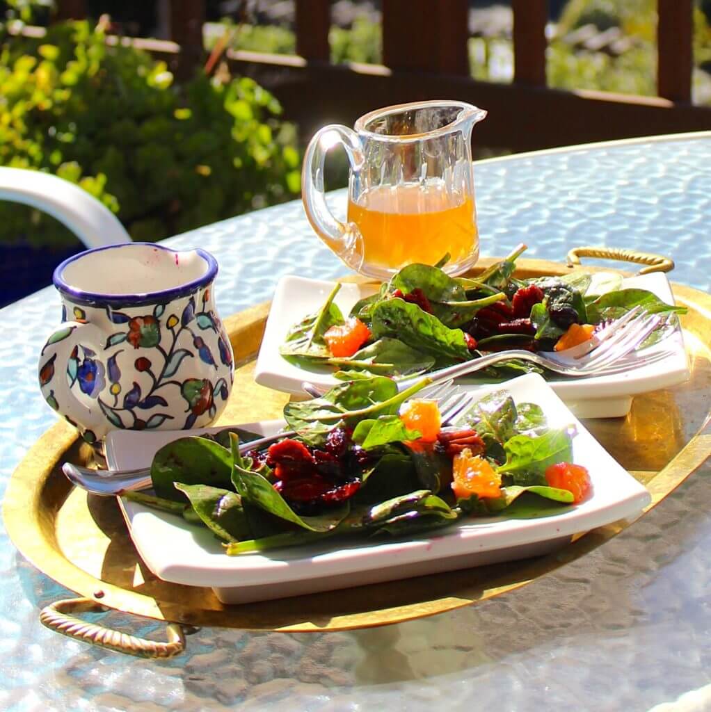 Spinach Salad with Elderberry Vinaigrette Dressing