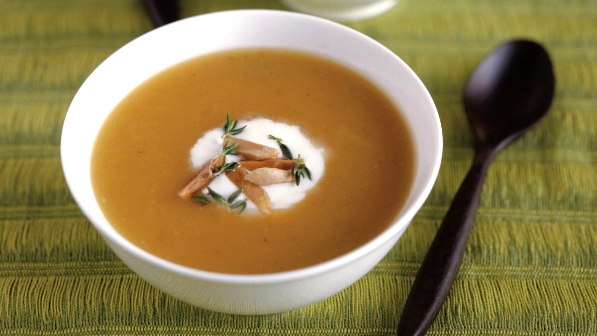Image of Curried Butternut Squash Soup with Almonds
