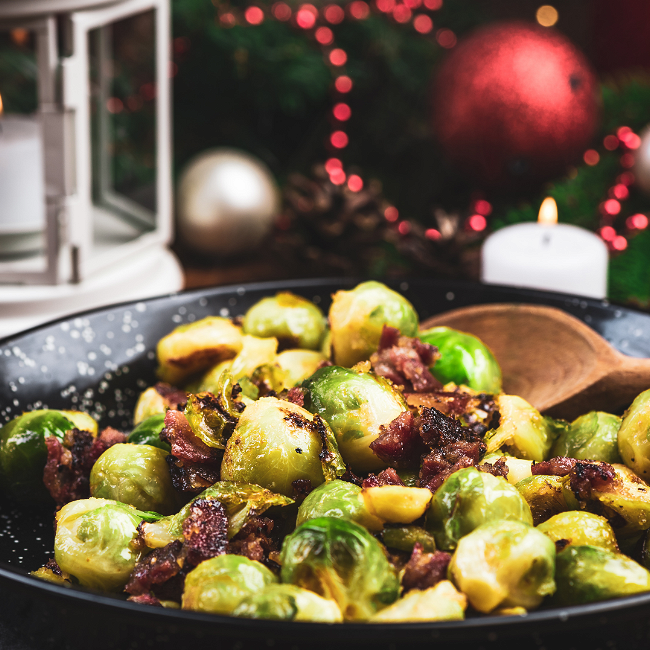 Image of Jalapeno Balsamic Roasted Brussels Sprouts with Bacon