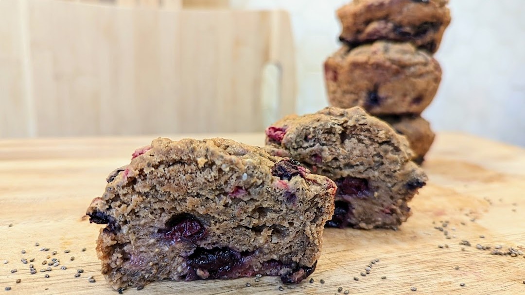 Image of Gluten Free Berry & Chia Pudding Breakfast Muffins