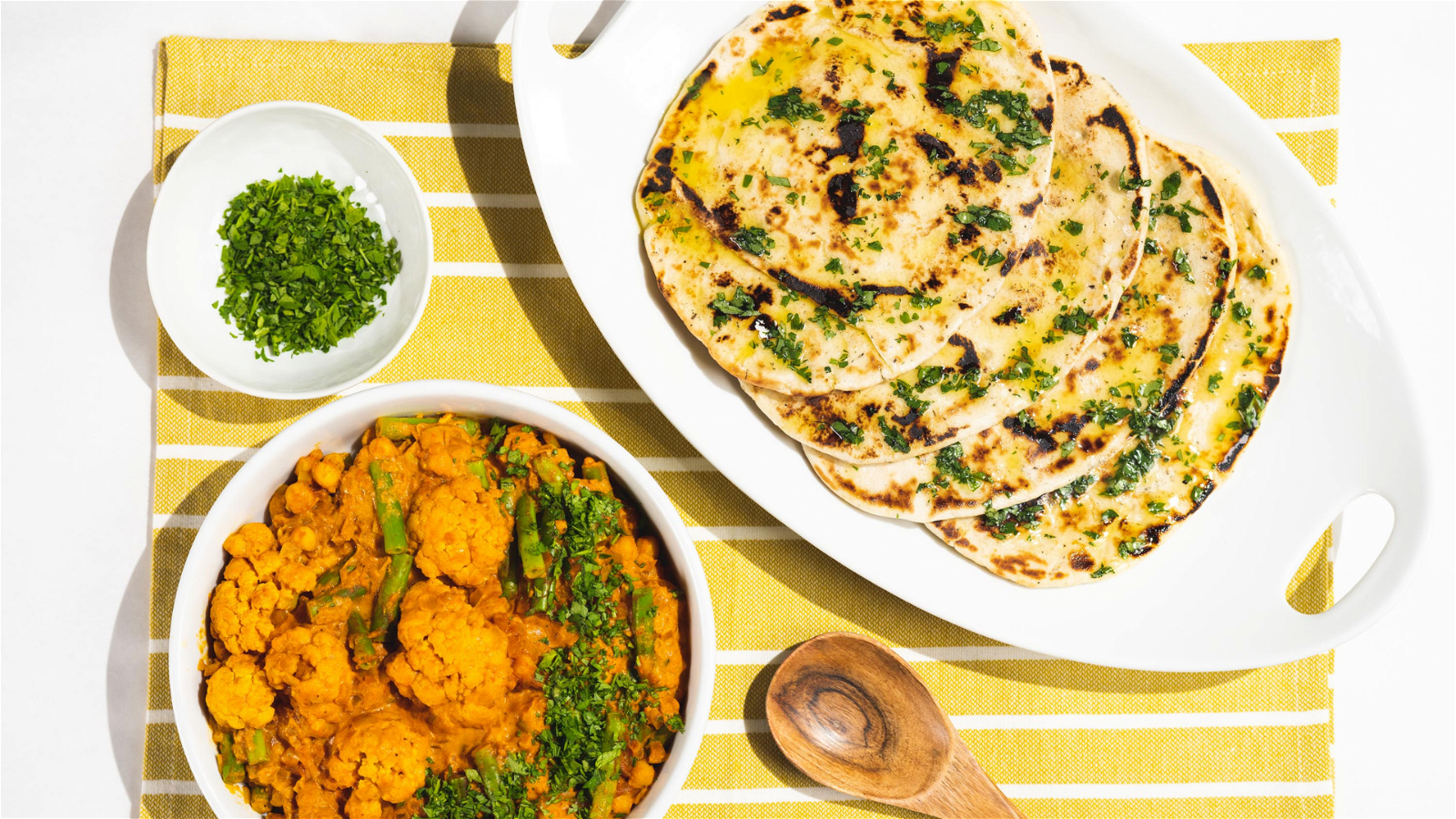 Image of Cauliflower & Chickpea Tikka Masala with Garlic Naan