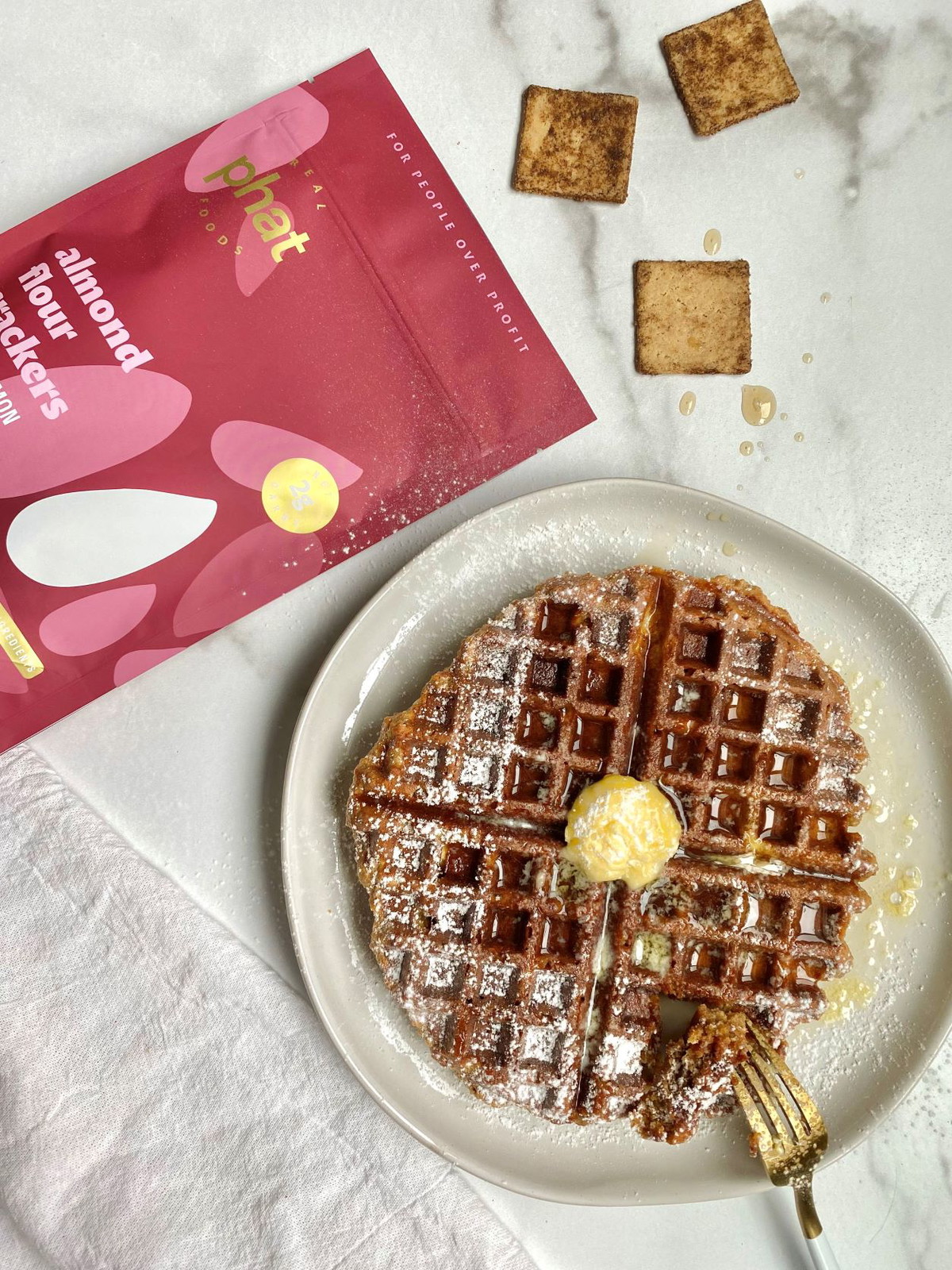 Sweet Cinnamon Cracker Crumb Waffles