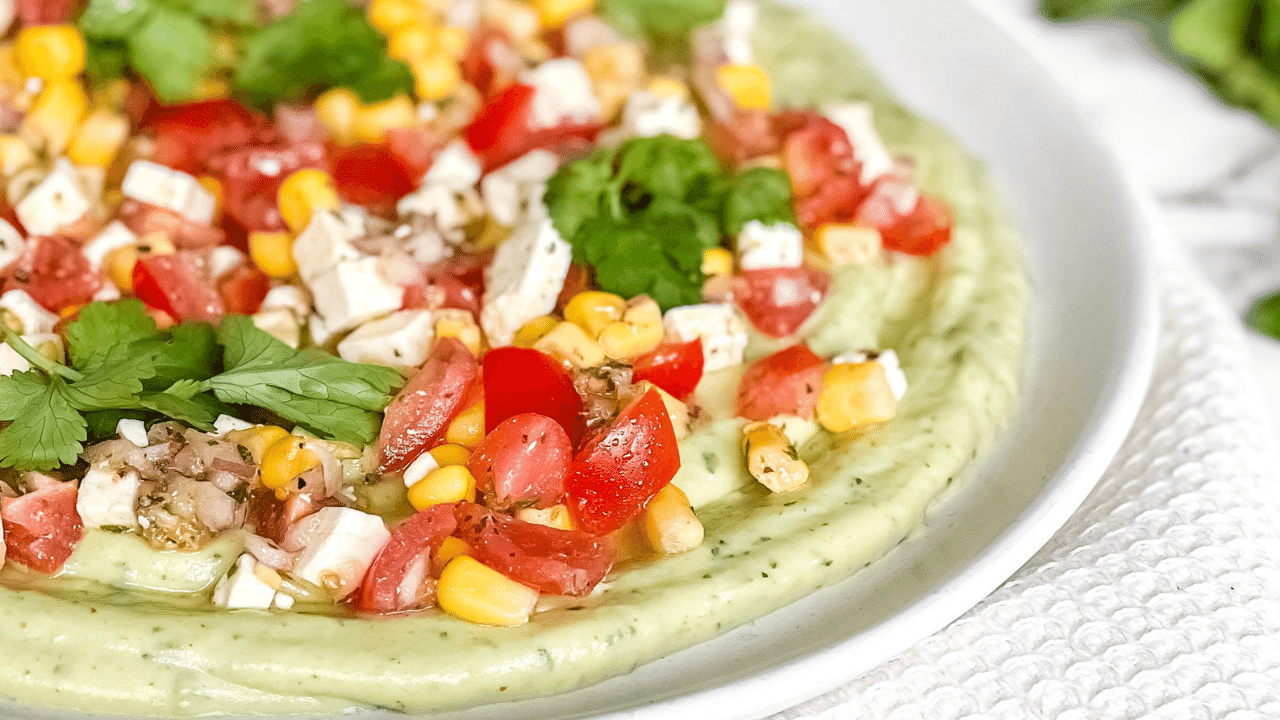 Image of Avocado Nacho Dip with Corn and Fetta Salsa