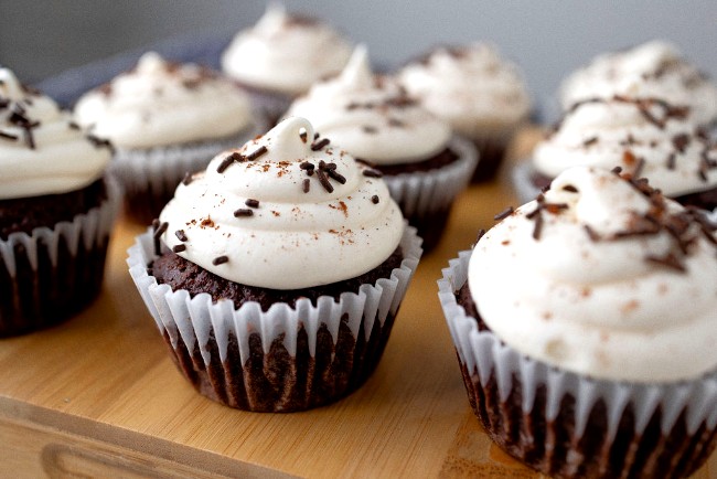 Image of Hot Chocolate Cupcakes with a Marshmallow Fluff Buttercream Frosting