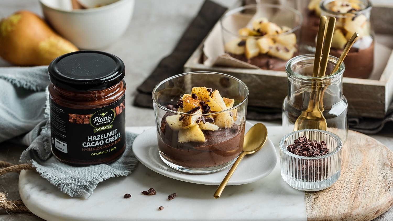Image of Chocolate mousse with pear compote