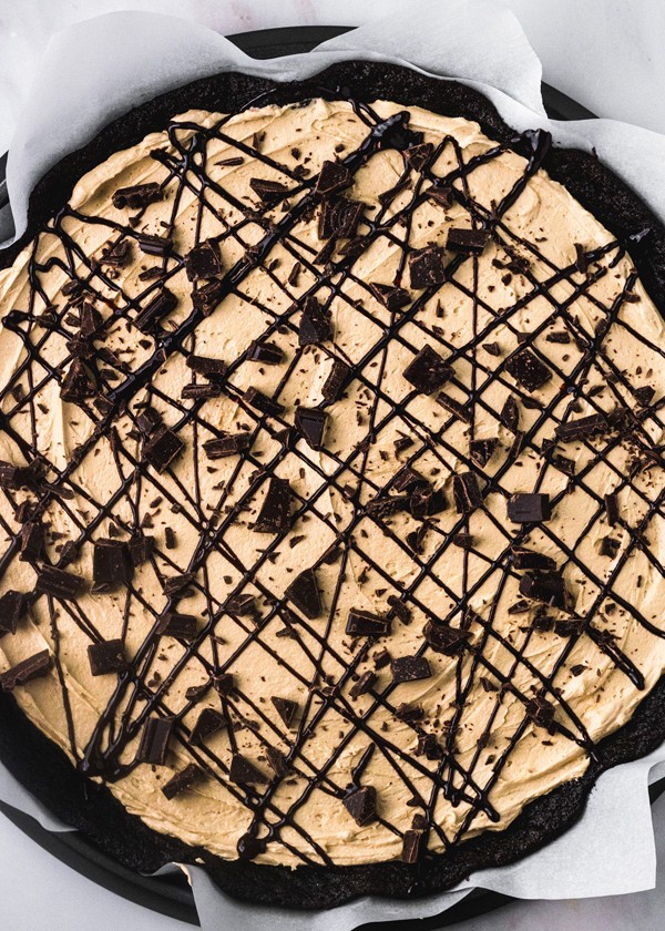 Image of Mocha Brownie Pizza with Espresso Buttercream and Black Cocoa Powder